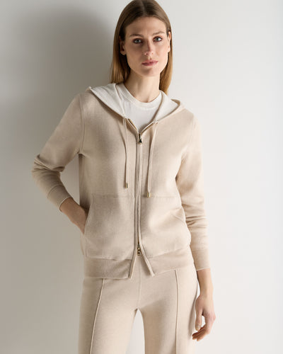 N.Peal Women's Double Faced Cotton Blend Hoodie Sandstone Brown