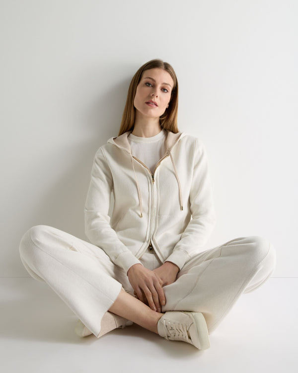 N.Peal Women's Double Faced Cotton Blend Hoodie Sandstone Brown