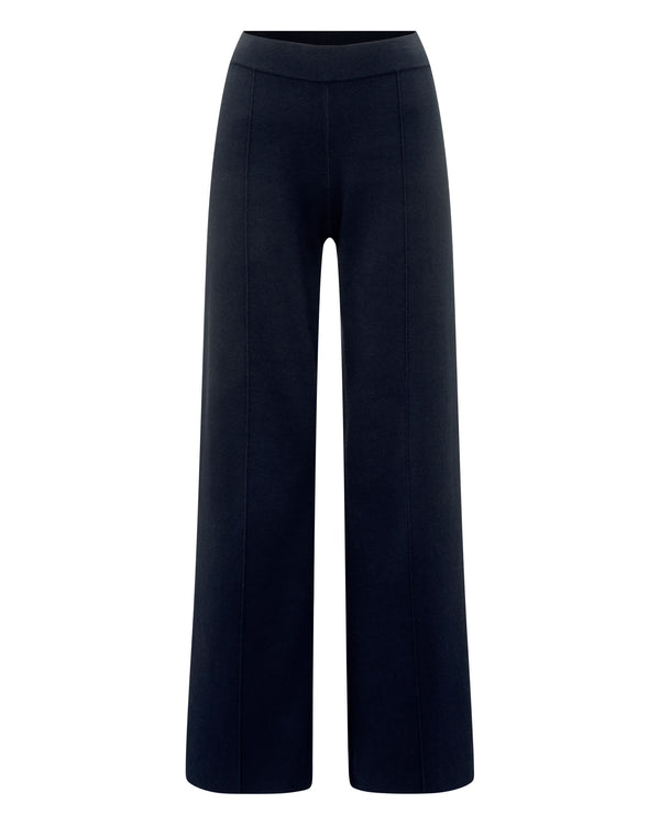 N.Peal Women's Double Faced Cotton Blend Trousers Navy Blue