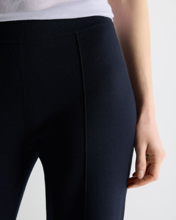 N.Peal Women's Double Faced Cotton Blend Trousers Navy Blue