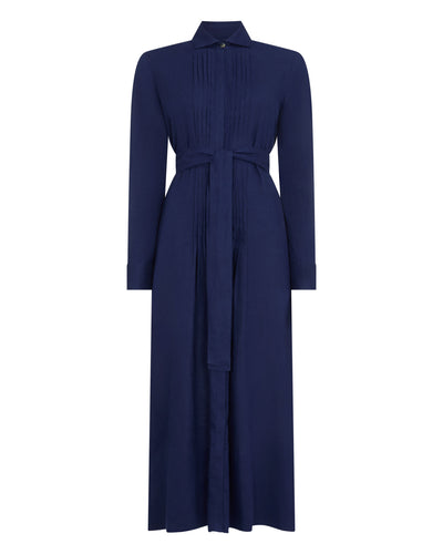 N.Peal Women's Modica Linen Shirt Dress French Navy Blue