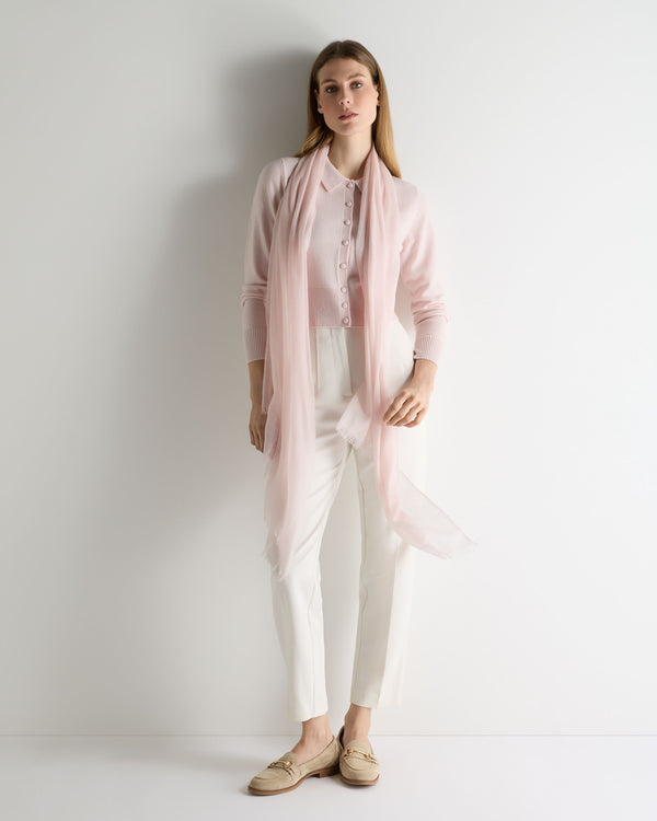 N.Peal Women's Thea Collared Cashmere Cardigan Powder Pink