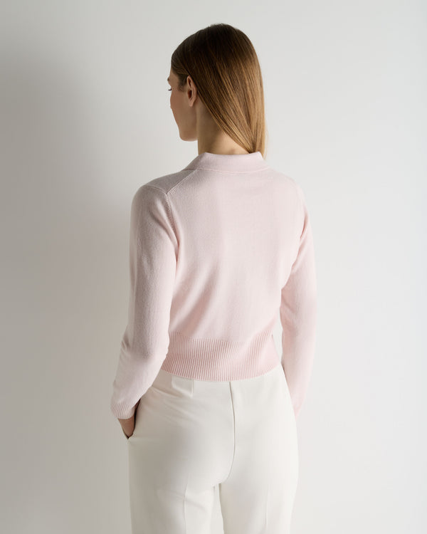N.Peal Women's Thea Collared Cashmere Cardigan Powder Pink