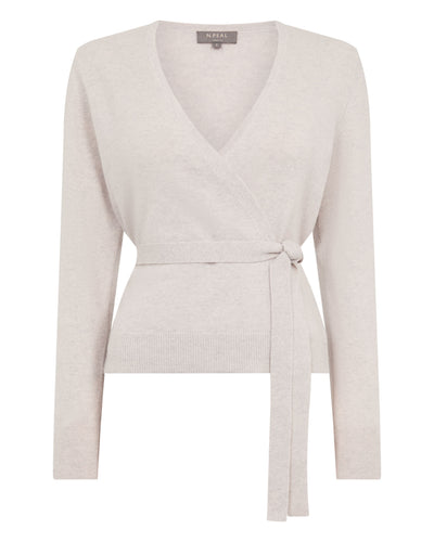 N.Peal Women's Arabella Wrap Cashmere Cardigan Pebble Grey