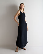Women's Sleeveless Cotton Blend Maxi Dress Navy Blue