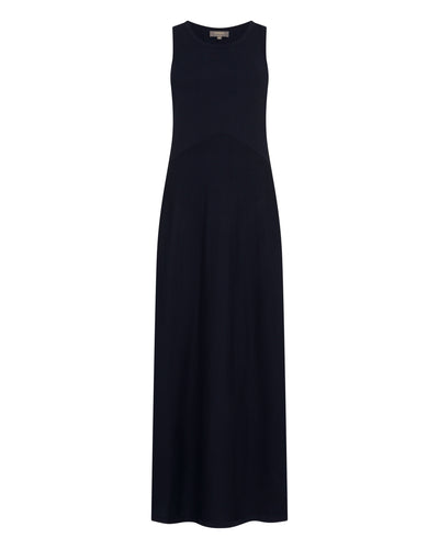 N.Peal Women's Sleeveless Cotton Blend Maxi Dress Navy Blue