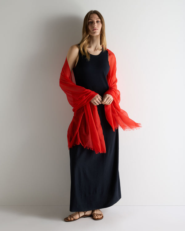 N.Peal Women's Sleeveless Cotton Blend Maxi Dress Navy Blue