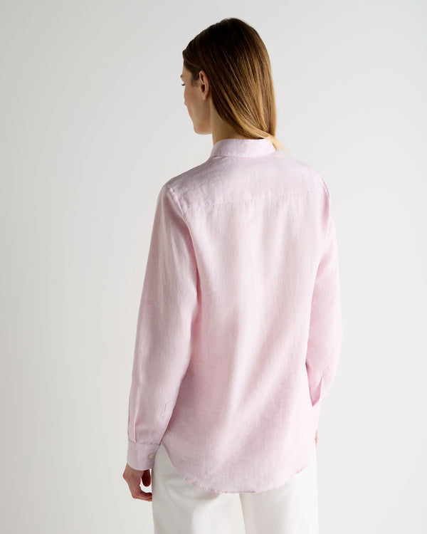 N.Peal Women's Rochelle Linen Shirt Rose Pink