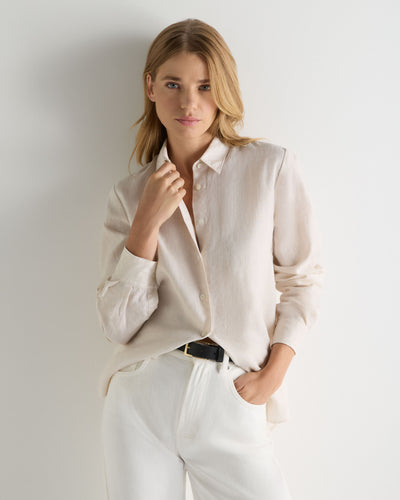N.Peal Women's Rochelle Linen Shirt Stone Brown