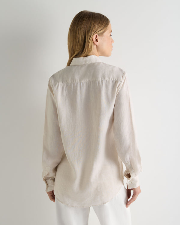 N.Peal Women's Rochelle Linen Shirt Stone Brown
