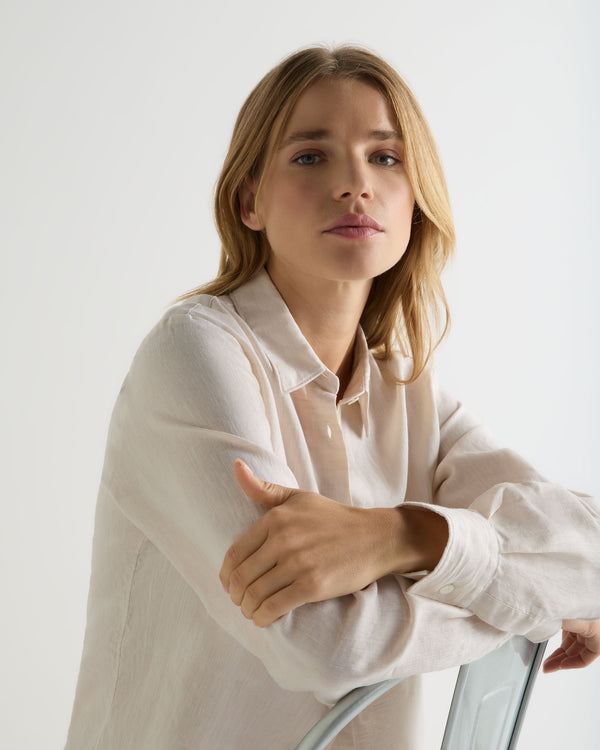 N.Peal Women's Rochelle Linen Shirt Stone Brown