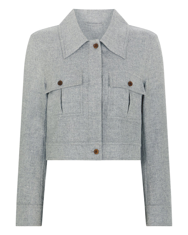 N.Peal Women's Woven Cashmere Cropped Jacket Grey
