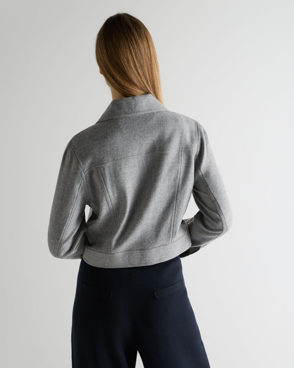 N.Peal Women's Woven Cashmere Cropped Jacket Grey