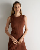Women's Rib Silk Cashmere Tank Top Henna Brown