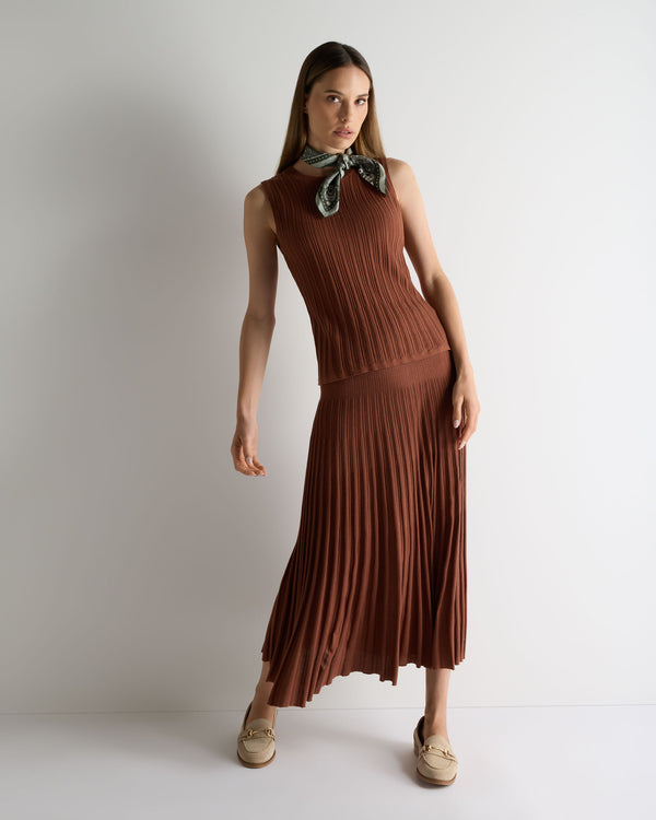 N.Peal Women's Rib Silk Cashmere Tank Top Henna Brown