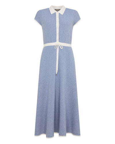 N.Peal Women's Dulcie Jacquard Cotton Cashmere Dress Denim Blue