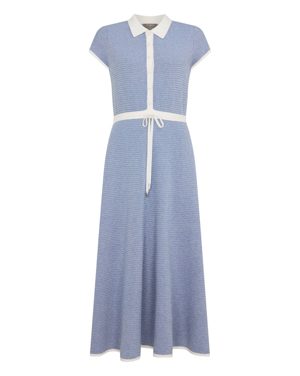 N.Peal Women's Dulcie Jacquard Cotton Cashmere Dress Denim Blue