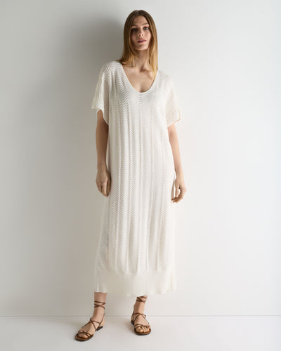 N.Peal Women's Waverly Cotton Blend Dress New Ivory White