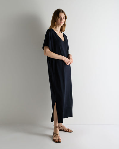 N.Peal Women's Relaxed Jersey Dress Navy Blue