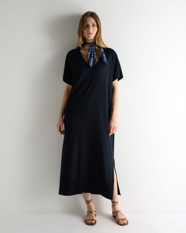 N.Peal Women's Relaxed Jersey Dress Navy Blue