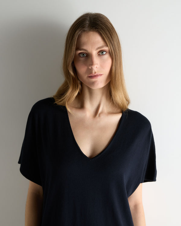 N.Peal Women's Relaxed Jersey Dress Navy Blue