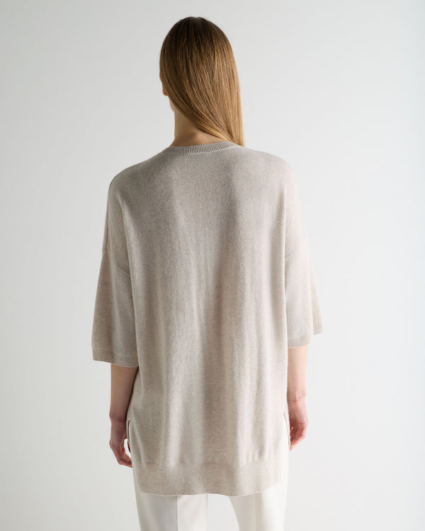 N.Peal Women's Sienna Oversized Cashmere Tunic Pebble Grey