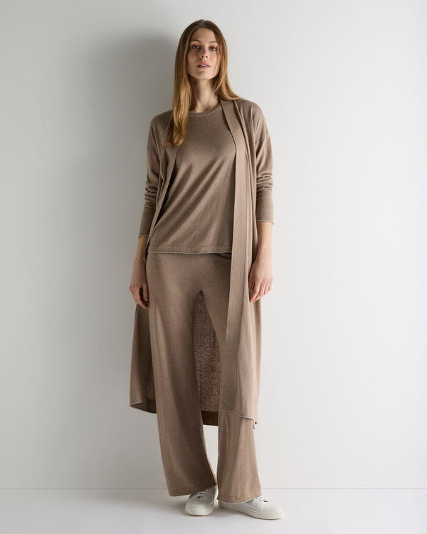 N.Peal Women's Roche Silk Blend Cardigan Mink Brown