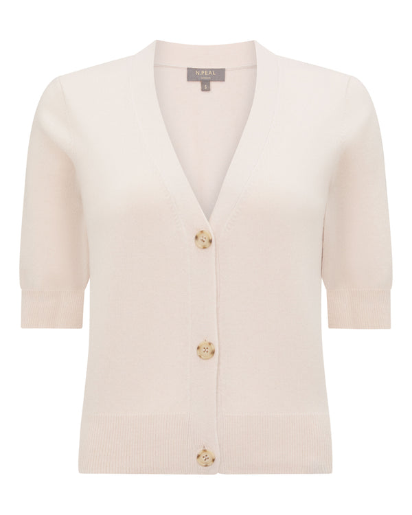 N.Peal Women's Clara V Neck Cashmere Cardigan Dove Pink