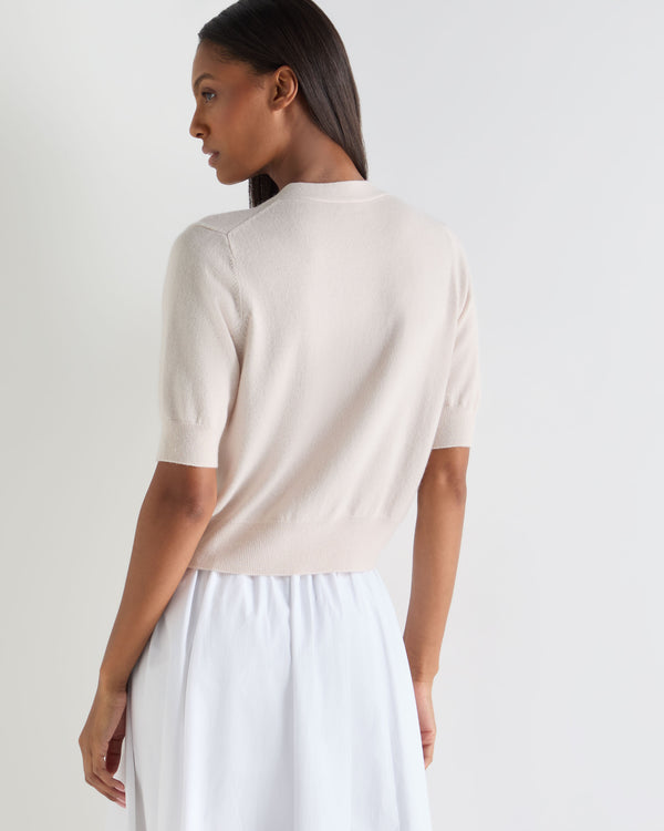 N.Peal Women's Clara V Neck Cashmere Cardigan Dove Pink