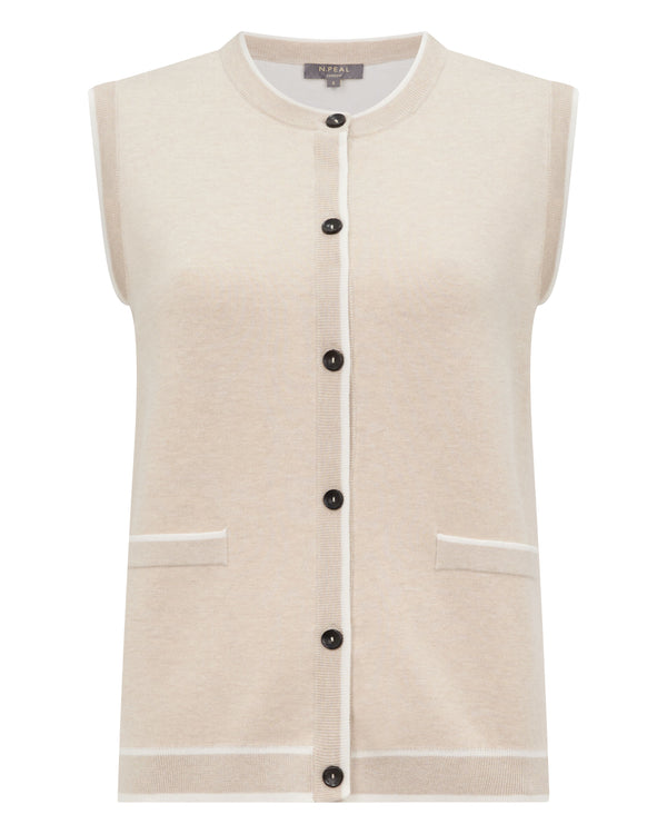 N.Peal Women's Double Faced Cotton Blend Tank Sandstone Brown