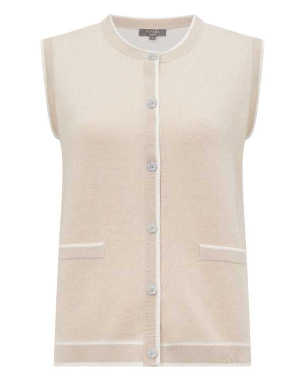N.Peal Women's Double Faced Cotton Blend Tank Sandstone Brown