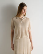 Women's Waverly Silk Cashmere Polo Top Sandstone Brown