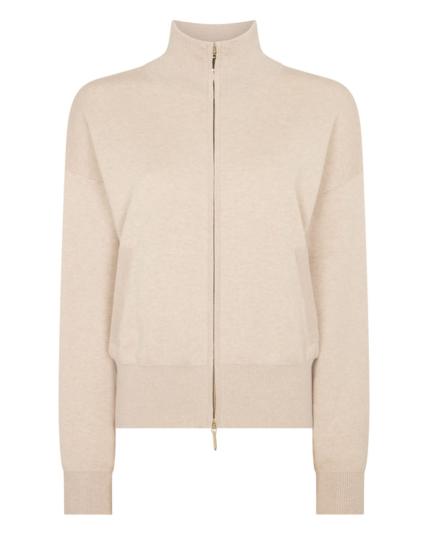 N.Peal Women's Double Faced Cotton Blend Bomber Sandstone Brown