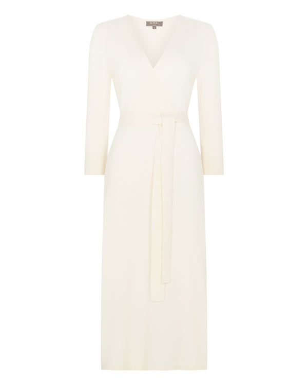 N.Peal Women's Willa Wrap Cashmere Dress New Ivory White