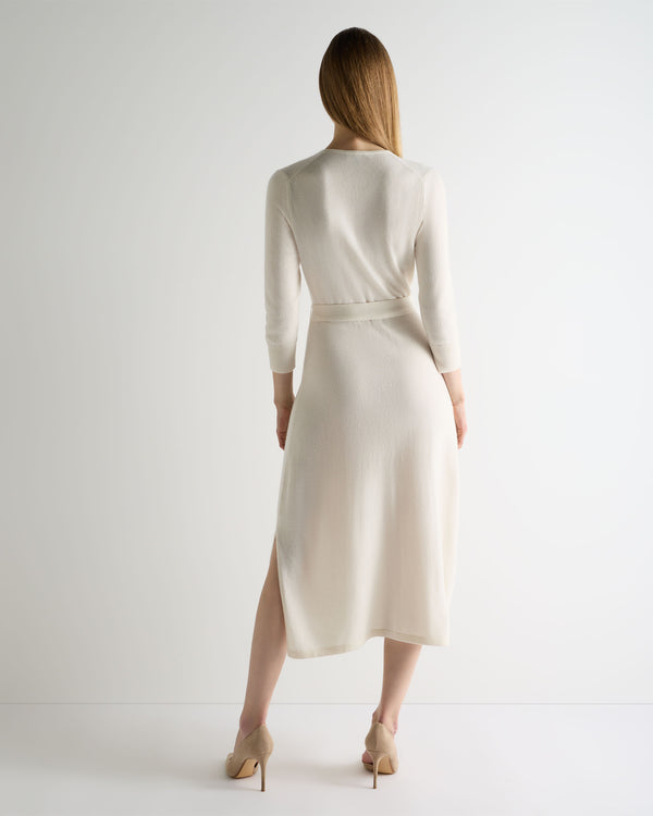 Women's Willa Wrap Cashmere Dress New Ivory White