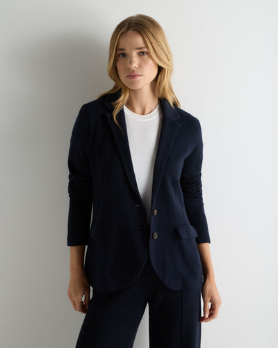 N.Peal Women's Jayde Silk Blend Blazer Navy Blue