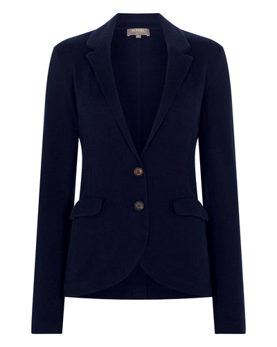 N.Peal Women's Jayde Silk Blend Blazer Navy Blue