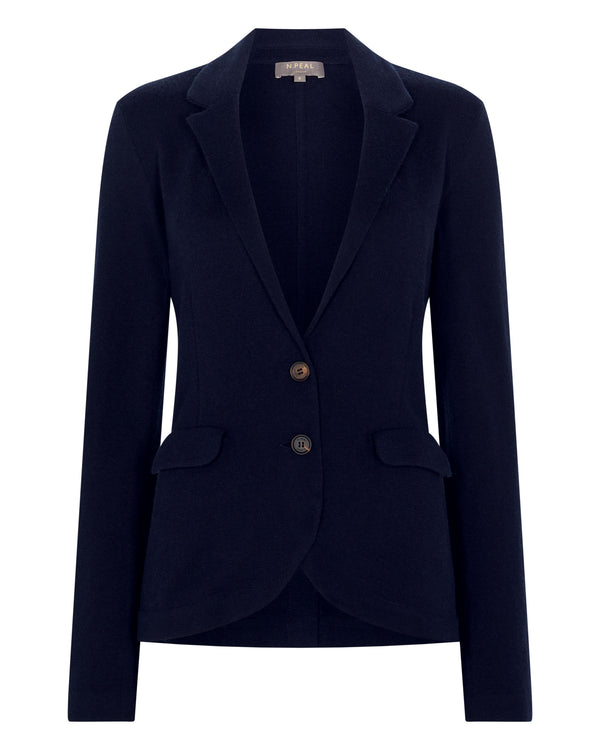 N.Peal Women's Jayde Silk Blend Blazer Navy Blue