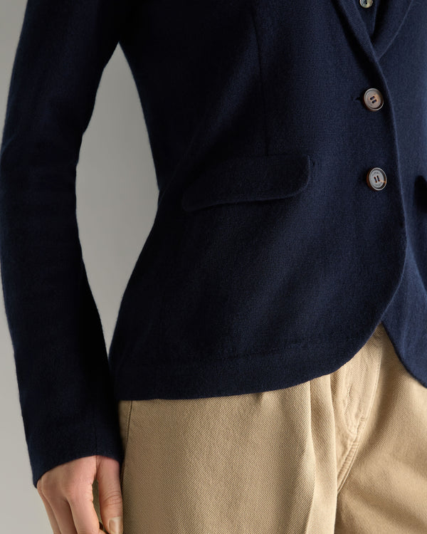 N.Peal Women's Jayde Silk Blend Blazer Navy Blue