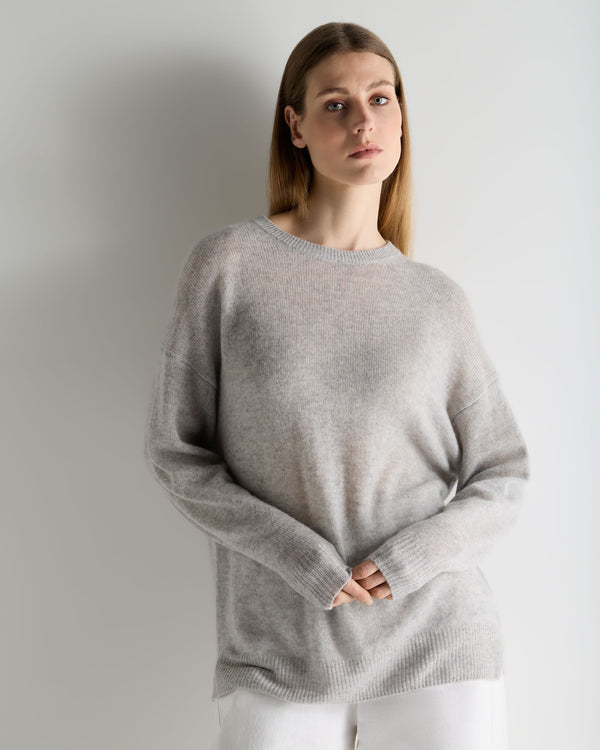N.Peal Women's Air Longline Cashmere Jumper Fumo Grey