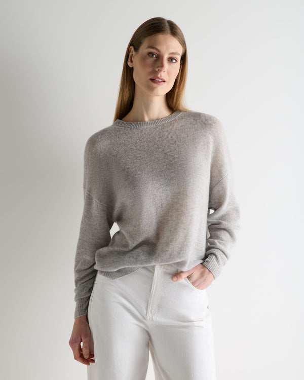 N.Peal Women's Air Longline Cashmere Jumper Fumo Grey