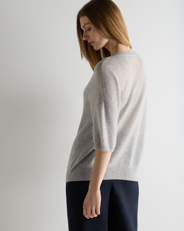 N.Peal Women's Oversized Cashmere T-Shirt Fumo Grey