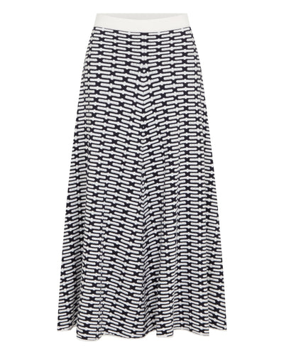 N.Peal Women's Harlow Jacquard Cotton Cashmere Skirt Navy Blue