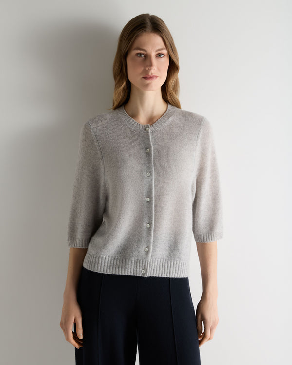 N.Peal Women's Air Cashmere Cardigan Fumo Grey