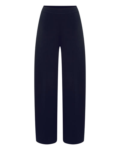 N.Peal Women's Barrel Leg Cotton Blend Trouser Navy Blue