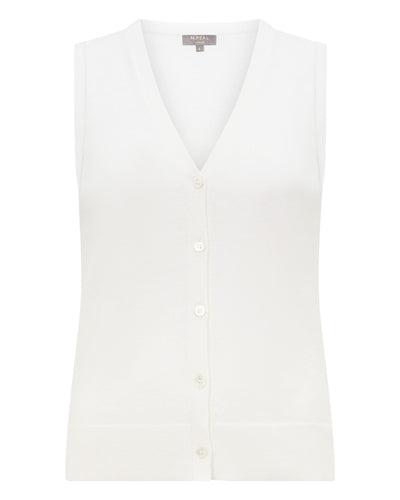 N.Peal Women's Selene Linen Blend Tank White