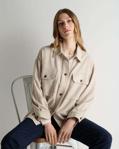 N.Peal Women's Woven Cashmere Overshirt Beige Brown
