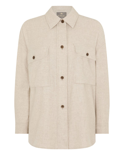 N.Peal Women's Woven Cashmere Overshirt Beige Brown