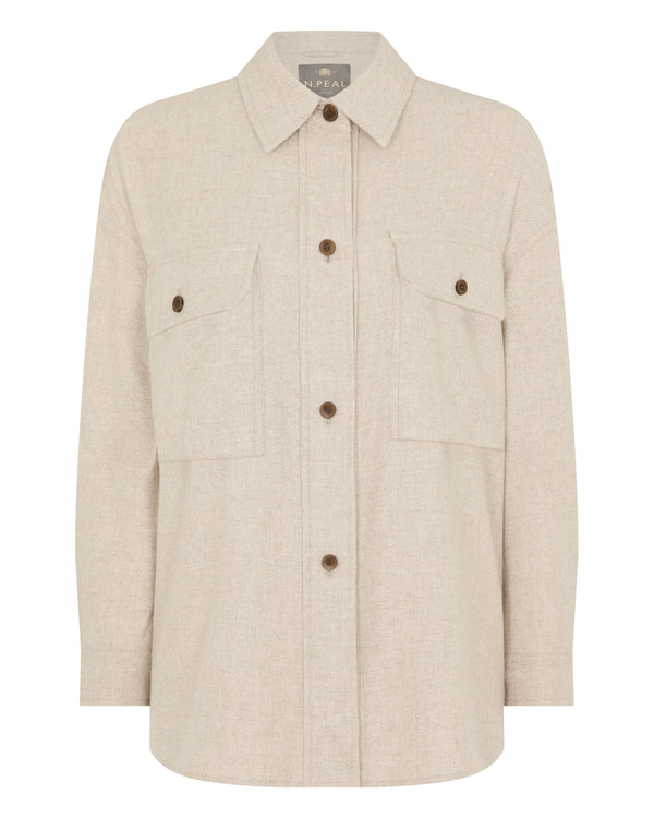 N.Peal Women's Woven Cashmere Overshirt Beige Brown