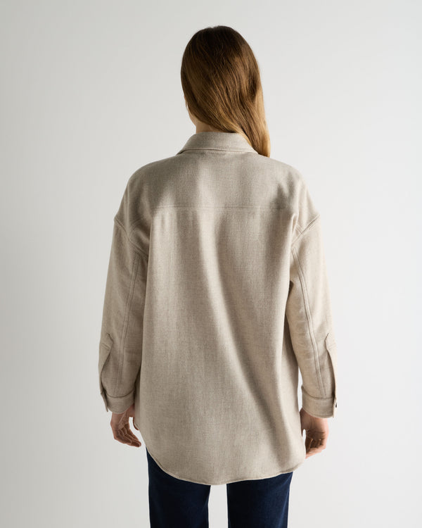 N.Peal Women's Woven Cashmere Overshirt Beige Brown